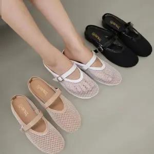 [신상오픈런]여성 메쉬 통기성 끈 조절 뮬 샌들 플랫 슈즈 (39139939)