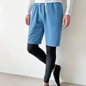 남자 래쉬가드 반바지 레깅스 세트 수영복 팬츠 블루 남성반바지