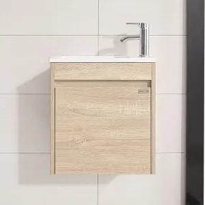 원라인 16인치 싱글 싱크 욕실 배니티 작은 공간을 위한 싱크대가 있는 플로팅 모던