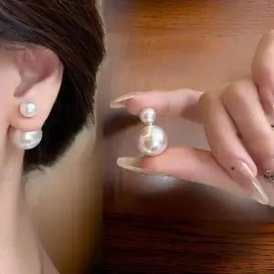 [신상오픈런]여성용 20대 더블 진주 블링 스타일 귀걸이 (32328368)