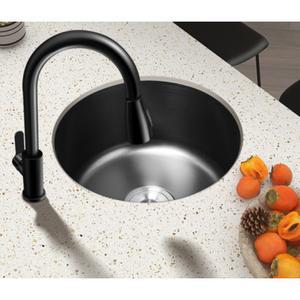 블랙 원형 싱크볼 기본 간이 카라반 카페 씽크볼 실버 스텐 사무실