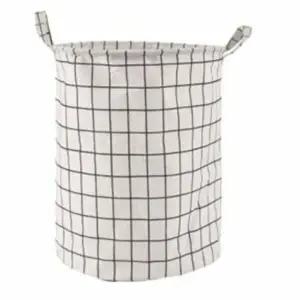 격자무늬 TZG139D4 천 빨래바구니 잡동사니 세탁물 바스켓 흰색