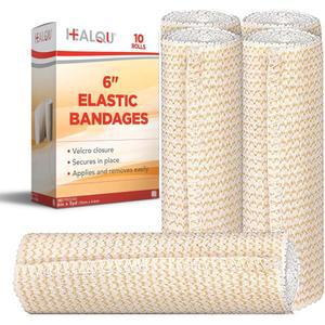 힐큐 탄력 붕대 다리 무릎 발목 손목 팔꿈치 어깨용 자가 폐쇄 압축 랩 6인치 x 5야드 롤 10개 묶음 운동용 신축성