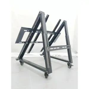 프리미엄 이동식 TV거치대 회의용 각도조절 C 고정크로스바+소형행잉브래킷 삼각형 티비 가능