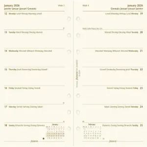 필로팍스 캘린더 다이어리 리필 개인/콤팩트 사이즈 한 페이지 위크 면 크림 페이퍼 무제한 다국어 5개