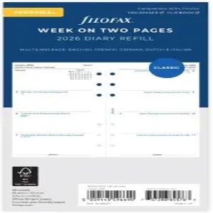 필로팍스 캘린더 다이어리 리필 개인/콤팩트 사이즈 주간 시청 백서 규칙 없음 다국어 5개 언어 2026년