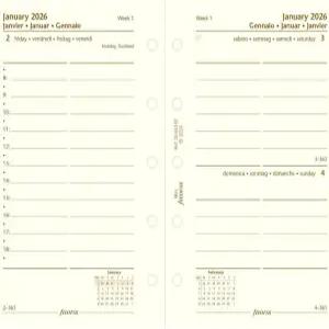 필로팍스 캘린더 다이어리 리필 미니 사이즈 약속이 있는 하루 정해진 날짜 면 크림 종이 다국어 4개 언어