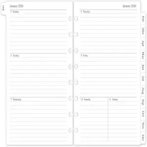 2026 주간 및 월간 플래너 리필 8디스크 디스크 바운딩 플래너용 A5 중형 인서트 5.5 x8.5 2026년 1월 -