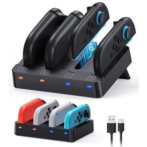 [스위치 2와 1 모두] 닌텐도 스위치 2 2025와 1용 컨트롤러 충전기, 조이콘용 수평 충전 도크 스테이션, 접이식 수납 스탠드가 있는 조이콘 2 액세서리용 컨트롤러 충전기
