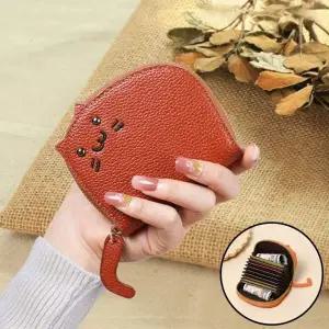 [셀러에이드]귀여운 고양이 꼬리 반지갑 동전 교통카드 카드 지갑 가죽 반지갑