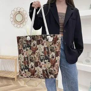 [셀러에이드]도그숄더백 귀여운캔버스백 데일리 도그 포인트 사각보조가방