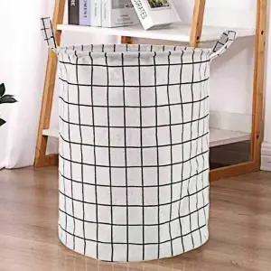 세탁 NDC248I4 보관 바구니 흰색격자무늬 다용도 세탁 바구니