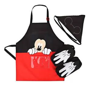 디즈니 미키마우스 토시 두건 앞치마 3종 세트 712855키즈 놀이용 요리 어린이 미술 도시