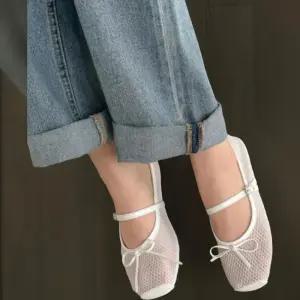 [신상오픈런]여성 여름 리본 장식 반투명 메리제인 플랫 신발 (35829991)