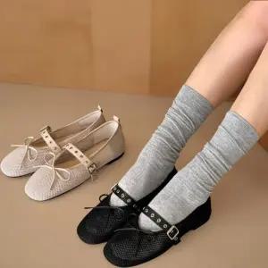 [신상오픈런]여성 리본 플랫 메리제인 메탈 네트 슈즈 (35829989)