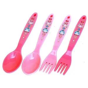 엠버 어린이 스푼 포크 4P 세트 핑크아동숟가락 유아 캐릭터 다용도 식기 폴리 수저