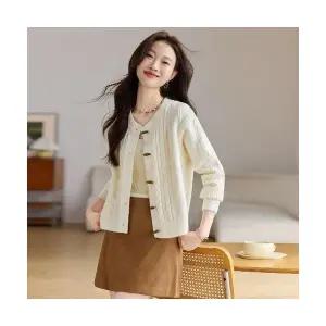 여자 가디건 루즈핏 가을옷 레드 빈티지 니트 카디건 가을 겨울 라운드 반팔 상의 MACHI2