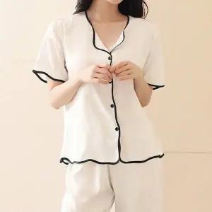 여성 실크 파자마 편한 잠옷 느낌 여름 반팔 긴바지