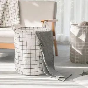 패브릭 빨래 바구니 접이식 원형 빨래통 DD 12632