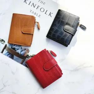 악어 가죽무늬 반지갑 지폐 카드 동전 수납 캐주얼학생 지퍼 중학생 미니 여학생 10대 여자 청소년 3단 귀