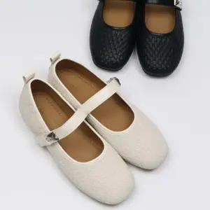 여자 데일리 라운드 스퀘어 메리제인 플랫슈즈