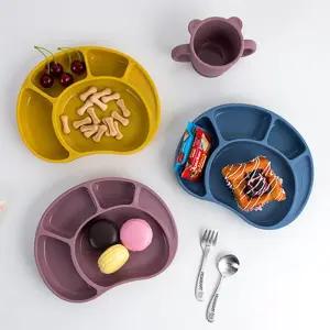 파스텔 실리콘 흡착 식판 3color 어린이 이유식 아기 그릇 식기 간식 세트 키즈 어린이집 유치원