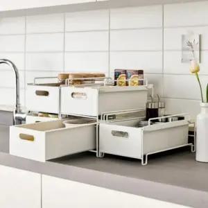 ( )적층형 슬라이딩 틈새 팬트리 정리함 보관함 수납함 1단