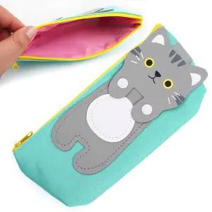고양이 회색 파우치 학생 천 필통 화장품 이어폰 보관다용도치 캐릭터치 필통치 중필통 초등 치필통 화장품