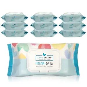 러브레터 물티슈80매 캡형 x1박스 10개 고급청소용물티슈 도톰한 대용량 촉촉한휴지 휴대용 가정용