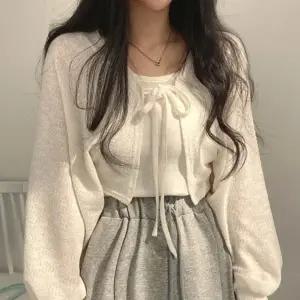 얇은 가디건 여름 여성 기장 벌룬핏 니트 크롭 볼레로