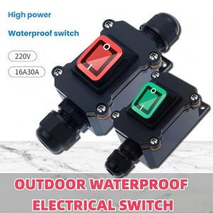 방수 해양용 로커 스위치 LED 포함 IP65 인라인 전원 코드 야외 접속함 12V 24V 220V 16A 30A 전기