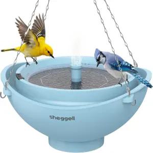 셰겔 스마트 버드 배스 2L 대용량 물 순환 여과 기능 포함 3가지 분수 모드 태양열 걸이 및 독립형 디자인