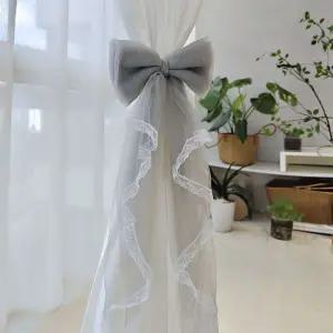 핏픽 레이스 리본 커튼 타이백 2p 장식 끈 커튼타이 커텐 집게 고리 커튼끈 커튼핀 악세서리