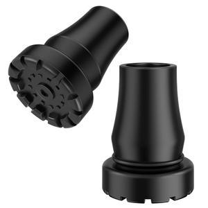 슈퍼기어 3/4인치 지팡이 팁, 블랙 충격 흡수 헤비 듀티 미끄럼 방지 발 캡, 금속 인서트로 교체하는 고무 지팡이와 지팡이용으로 보강된 2팩