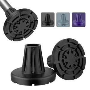 슈퍼기어 목발 팁 7/8인치(22mm), 미끄럼 방지 고무 전 지형, 워킹 스틱용 헤비 듀티 익스트림 그립 교체용 발 캡, 금속 인서트가 있는 와이드 액세서리 베이스, 2팩, 블랙