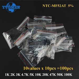 100pcs NTC 서미스터 저항기 NTC-MF52AT 10K 2K 3K 4.7K 5K 키트 5% 3950B 10valuesx10pcs100pcs