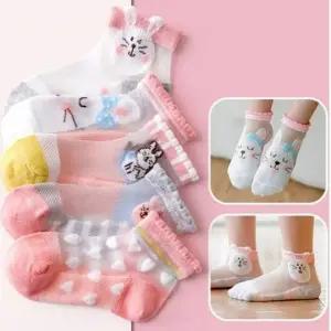 준캡 아동양말 봄 여름 신상 래빗시스루 발목양말 5족세트 스타킹 메쉬 양말 유아동양말세트 어린