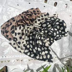 TBZ 빅포인트 호피 새틴 더블 리본 자동 머리핀 3Colors