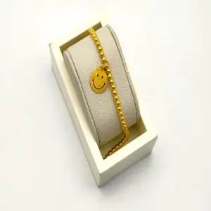 24K 순금 3돈 스마일 볼 체인 포인트 팔찌(18K 연결고리 장식)