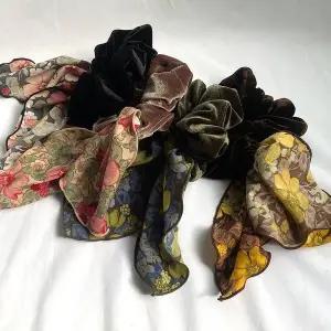 TBZ 플라워 패턴 레이스 스카프 벨벳 곱창밴드 4Colors