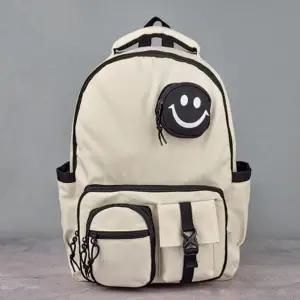 스마일 기저귀 가방 백팩 여성 학생 여행용 백팩 캔버스기저귀가방