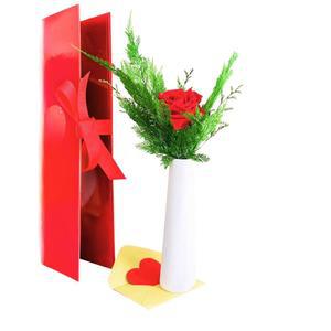 LOVE & 노트 레드 위한 어머니의 배열, 로즈 꽃병에 부케, 또는 포함 영원한 보존된 날 사랑해, 기념일을 3년 수작업으로 세라믹 담긴 미국에서 BLOOM 지속, 꽃, 카드 및 리본 모던 진짜