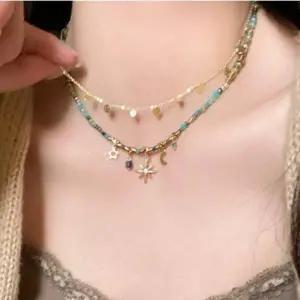 은하수 별자리 더블체인 레이어드 목걸이 여성 패션 주얼리 두줄 포인트 목걸이 선물용 소품