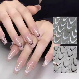 [에스에스_62]프렌치 그라데이션 라인스티커 도그네일 3종