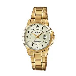 카시오 LTP-V004G-9B 여성 아날로그 금장 메탈 손목 시계