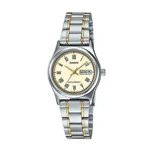 카시오 LTP-V006SG-9B 여성 라운드 아날로그 메탈 손목 시계