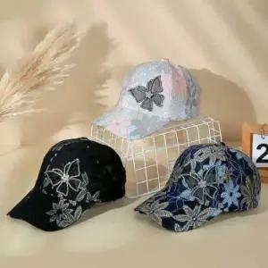 플라워 자수 나비 큐빅장식 메쉬캡 여름 패션 볼캡