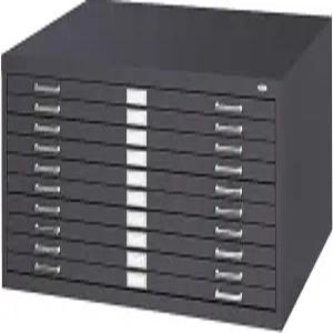 42인치 너비 x 30인치 길이의 문서를 위한 Safco 제품 4986BL 10드로어 플랫 파일 케이스 경화 롤러 및