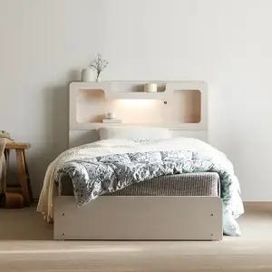 아이브 원더 LED 고무나무 원목 수납 침대 SS_프레임