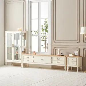 클레식 빈티지 엔틱 카렌 520 원목 양문 유리 장식장 2000 세트